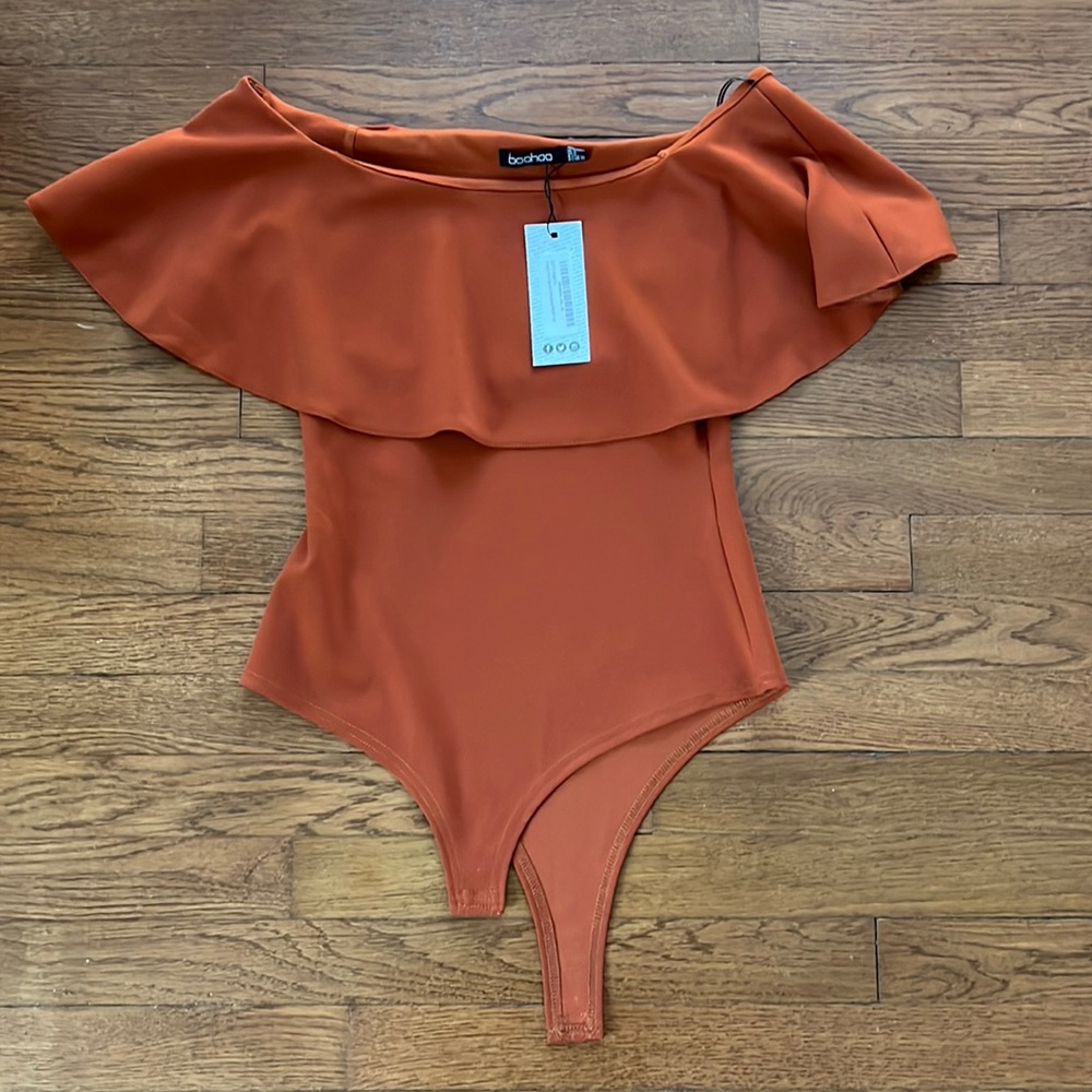 BooHoo off the shoulder bodysuit
